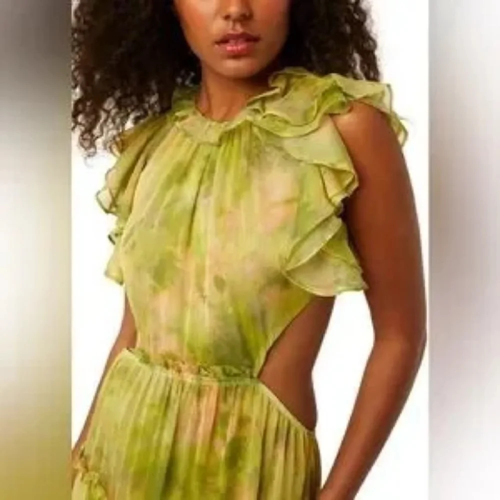 MISA Los Angeles Lana Dress in Chartreuse Abstract - Picture 5 of 9